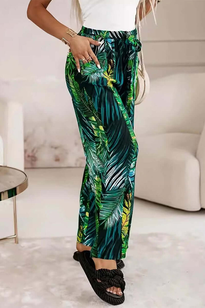 Tropical Print Wide-Leg Trousers, view 4 - Elena Harper