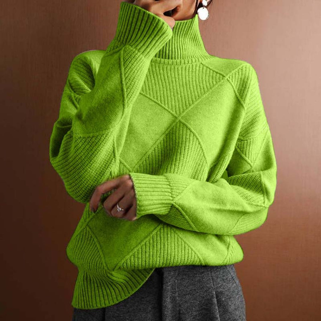 Nora | Elegant Turtleneck Sweater with Distinctive Diamond Pattern