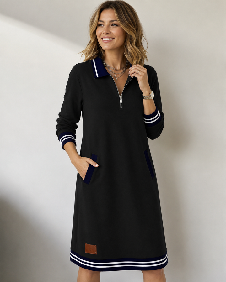 Elina™ | Belly-Covering Polo Dress with Zipper
