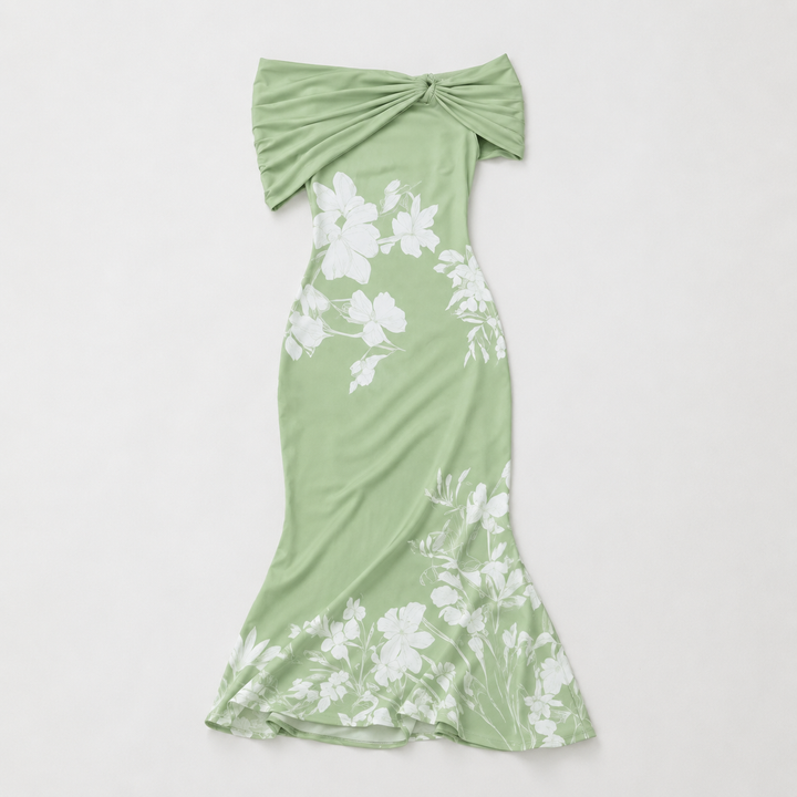 Liguria Off-Shoulder Floral Mermaid Midi Dress