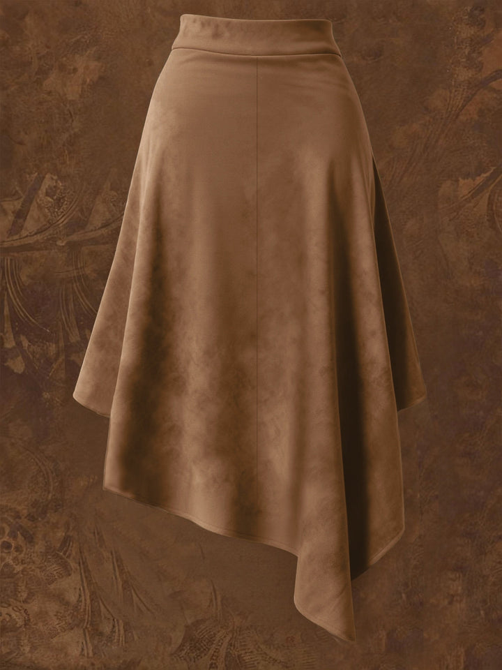 Mid-length Montarello Skirt for Women, Suede Look, Asymmetrical