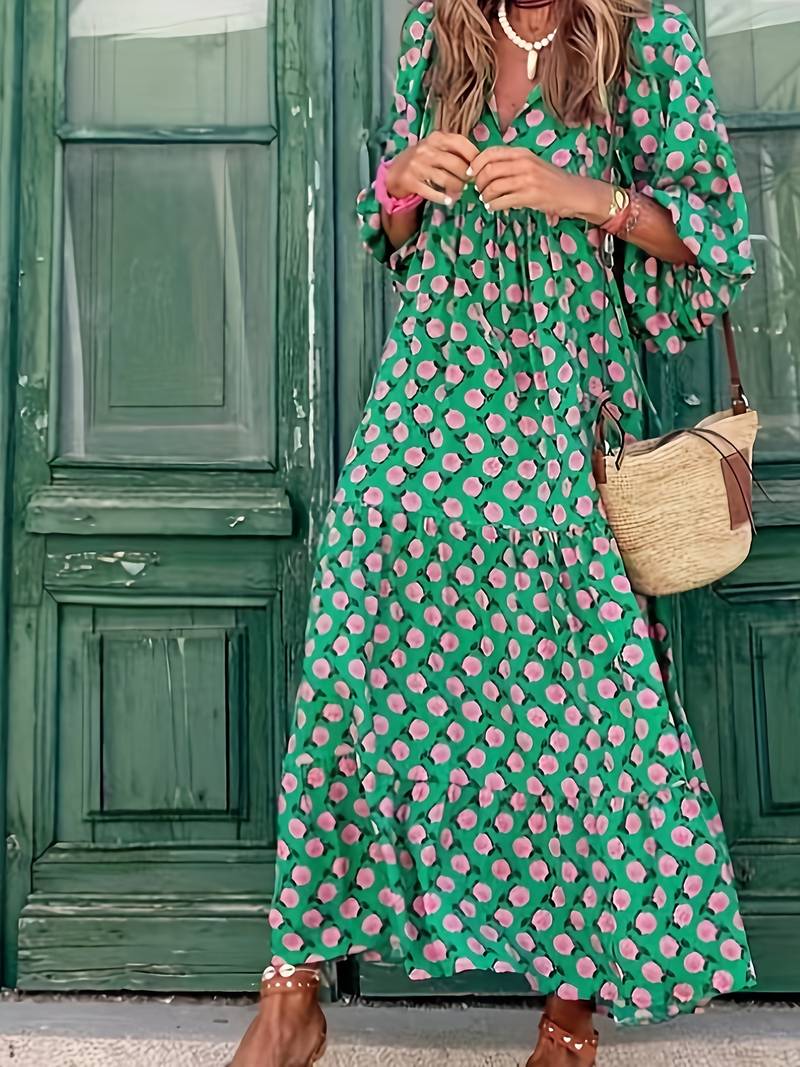 Abisha - Boho maxi dress with loose floral print