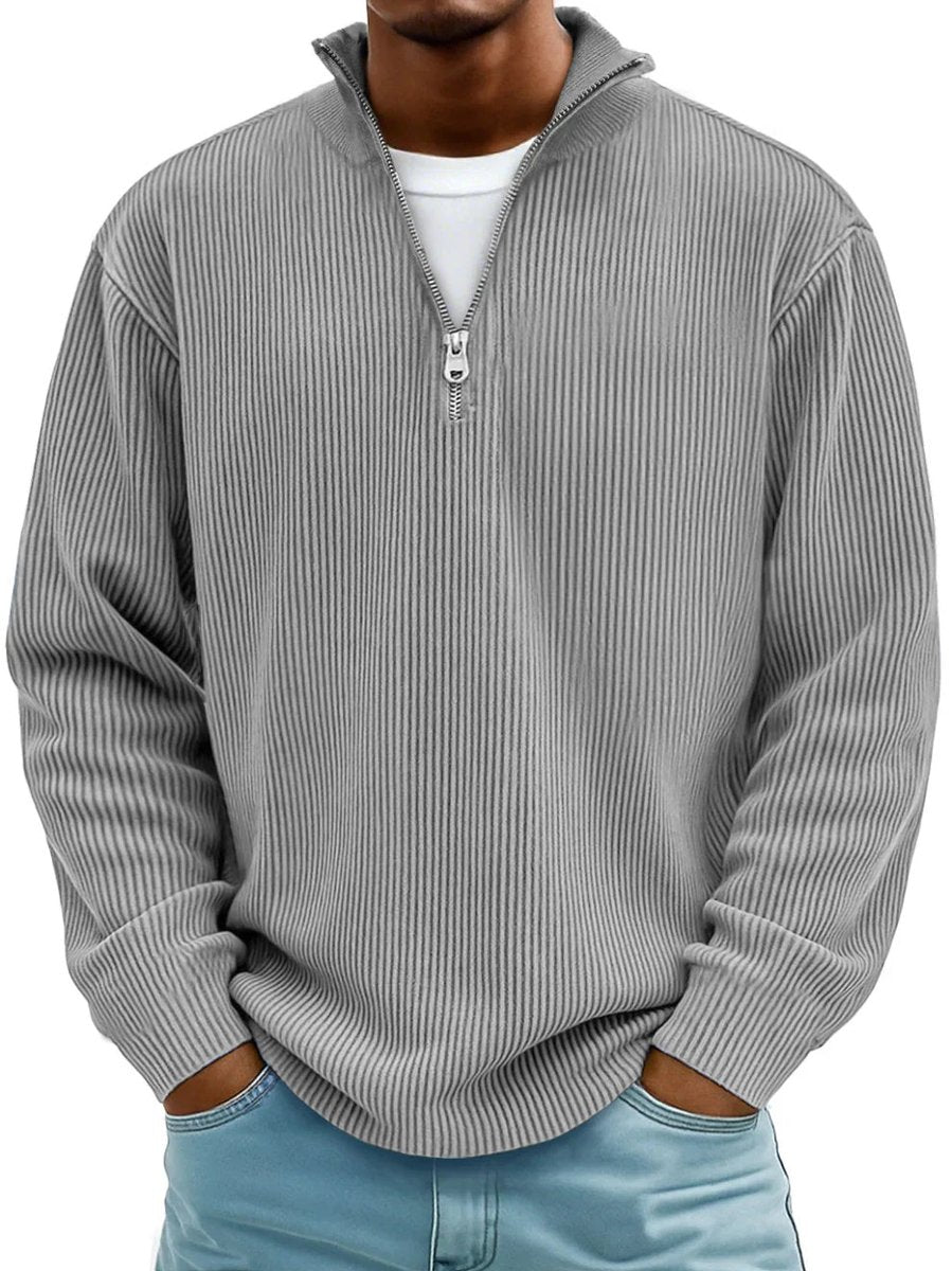 Tobias | Stylish Men's Ribbed Knit Sweater with Quarter-Zip