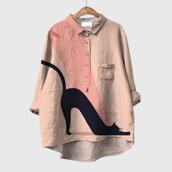Elegant Elina™ blouse by Emma & Rose Cape Town featuring a stylish, lightweight fabric with a classic collar and button-front design.