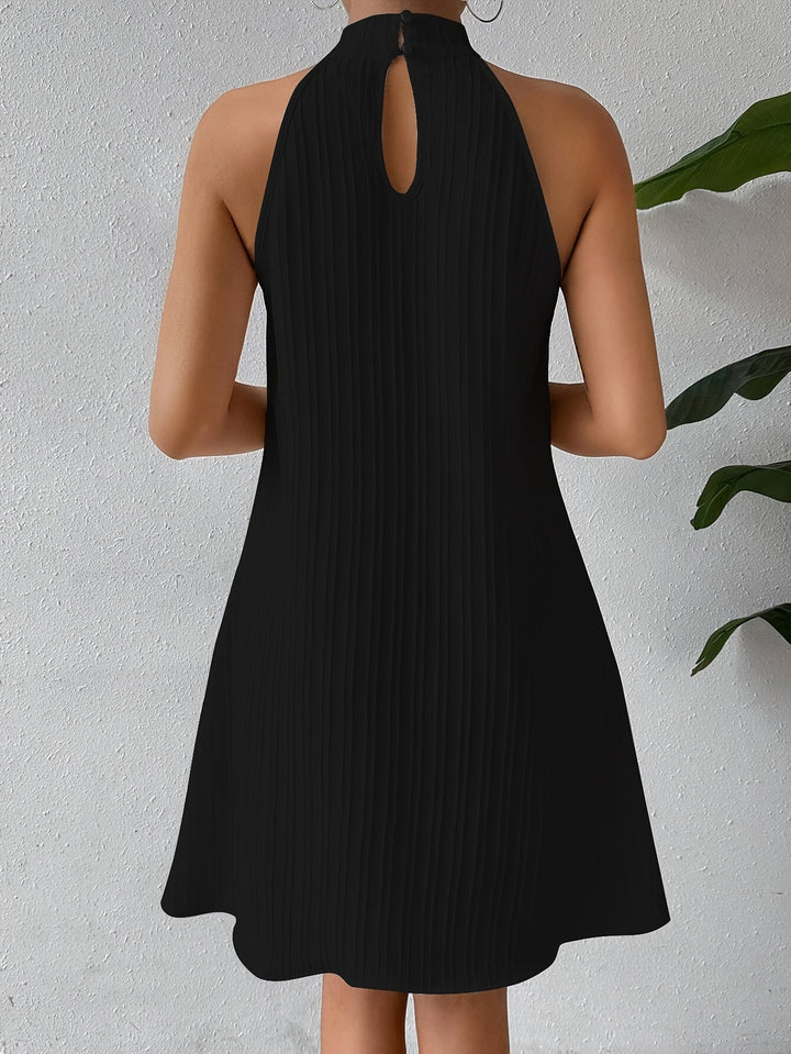 Talia Textured Halter Mini Dress, view 9 - Elena Harper