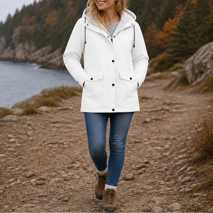 Mandy Warm and Stylish Fleece Winter Jacket with Hood, view 4 - Elena Harper