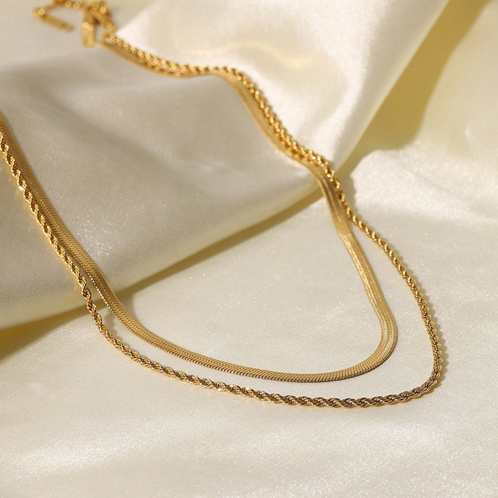 Women's Double Chain Minimalist Gold Necklace