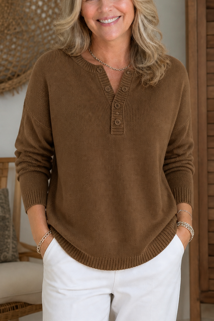 Elena | Timeless V-Neck Sweater Made of Soft Cotton Knit