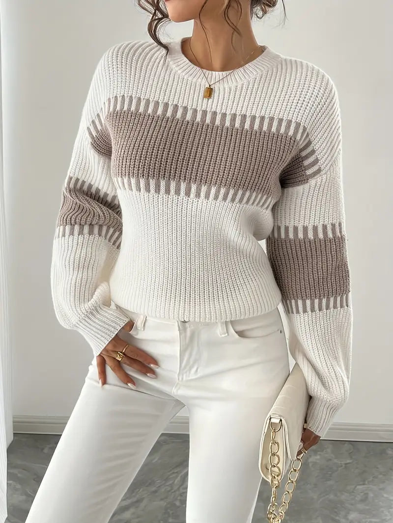 Gyneth Long-Sleeve Sweater with Round Neck, view 4 - Elena Harper