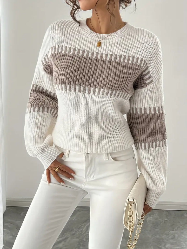 Gyneth Long-Sleeve Sweater with Round Neck, view 4 - Elena Harper