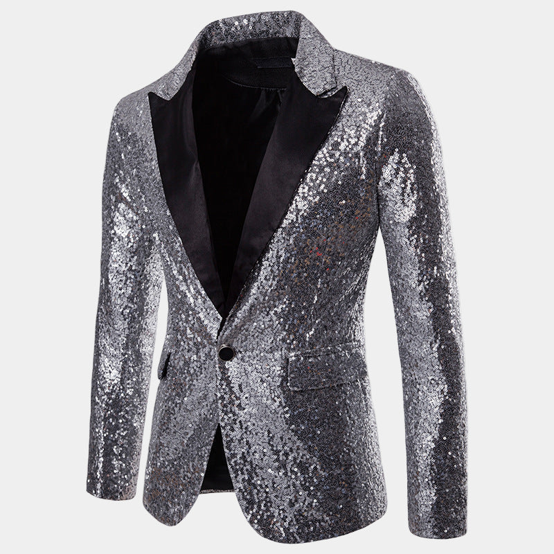 Glitter Blazer with Black Shawl Collar for Men