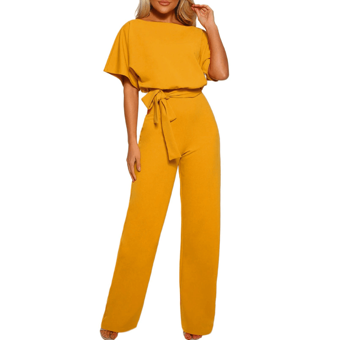 Women's Wide Leg Belted Jumpsuit