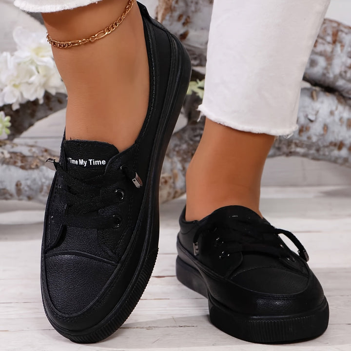 Women's White Flat Lace-Up Shoes Orthopedic - Breathable Soft Insole