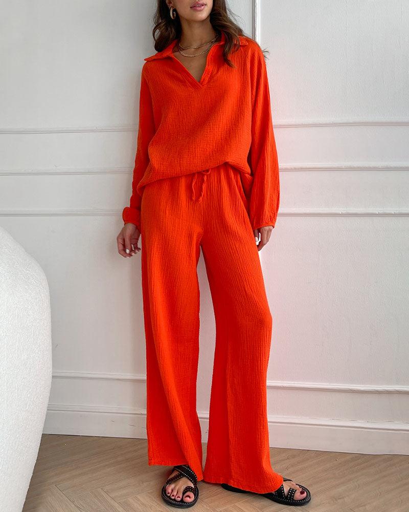 Autumn V-Neck Casual Set - Elena Harper