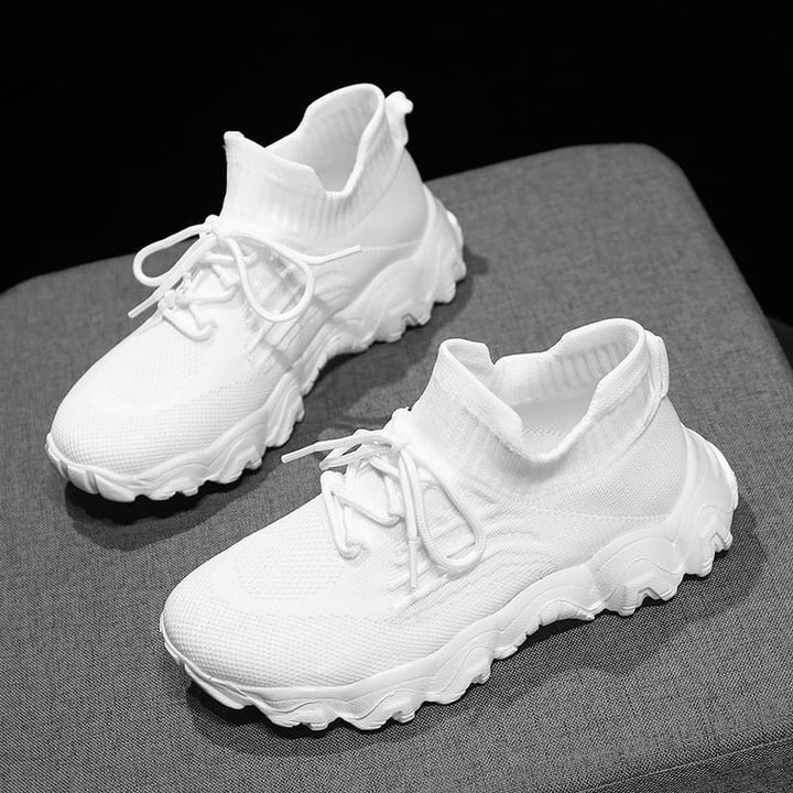 Hasmie Breathable Knit Sneakers with Lacing, view 7 - Elena Harper