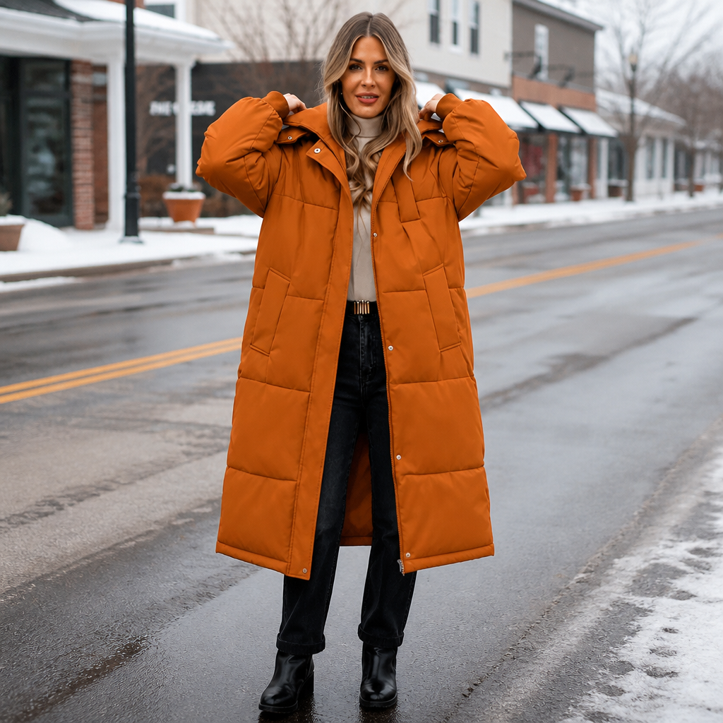 Elise | Long and Elegant Women's Puffer Jacket with Hood