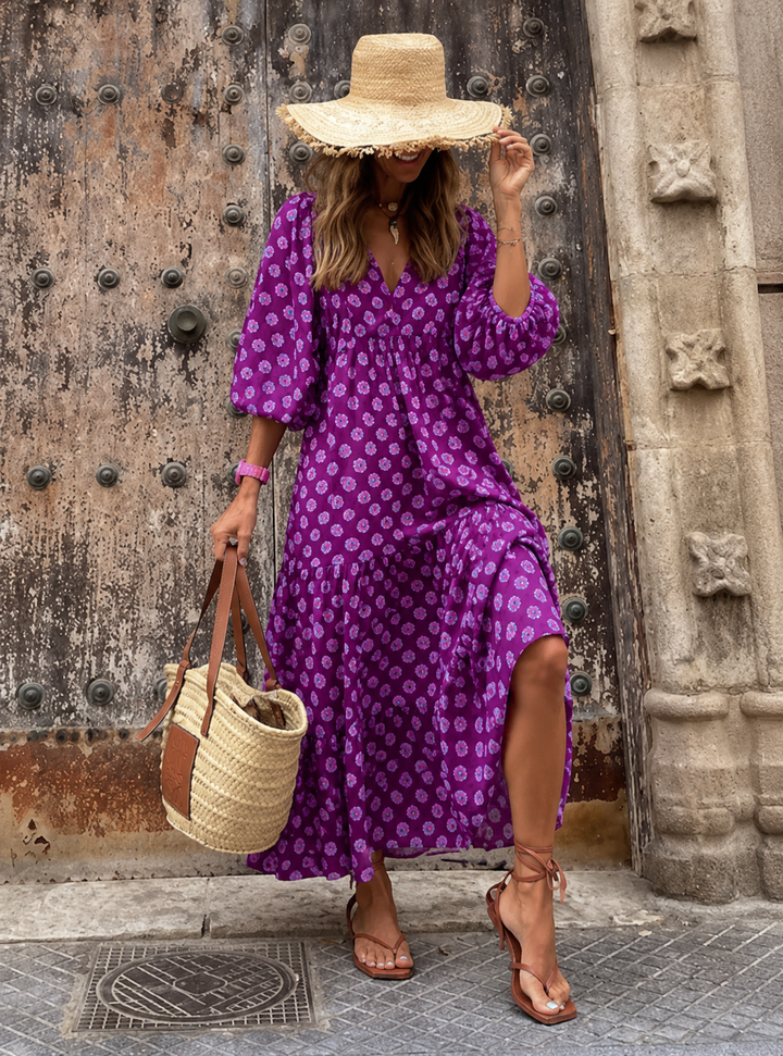 Bellona™ | Bohemian Belly-Camouflaging Floral Dress