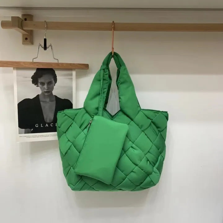 Quilted Canvas Shopper Bag for Women - Sara