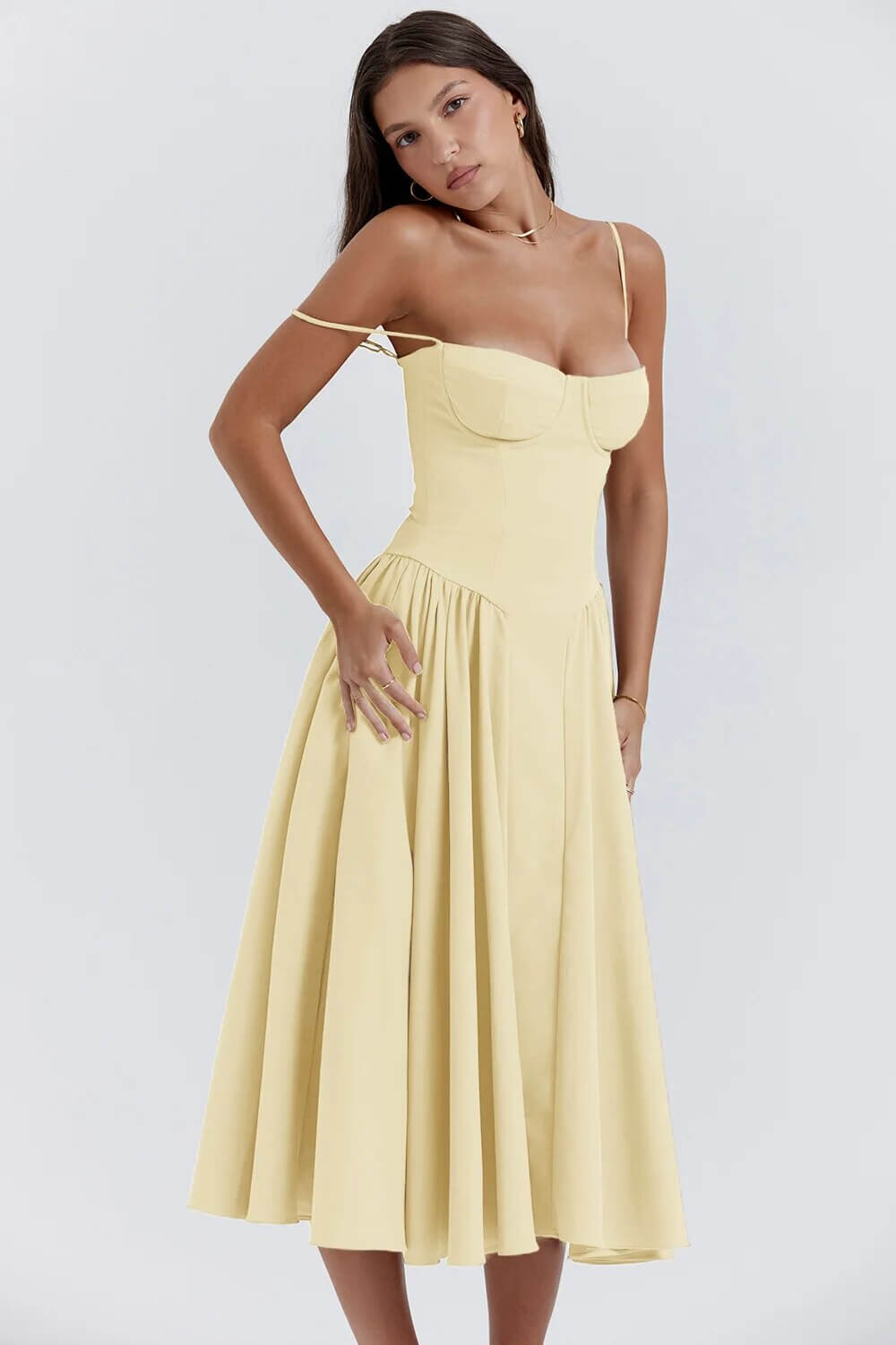 Women's Sleeveless Corset Fit Midi Dress