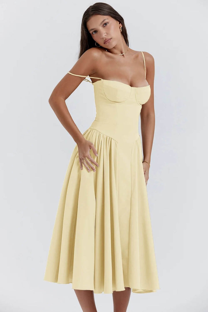 Women's Sleeveless Corset Fit Midi Dress