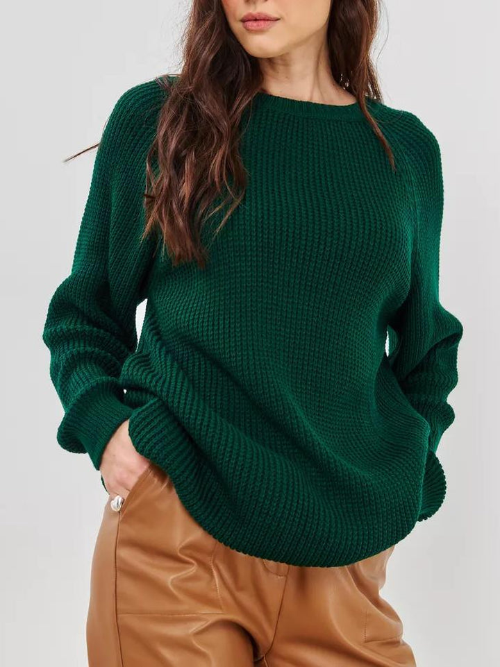 Women's Solid Knit Sweater - Comfortable and Warm Fit