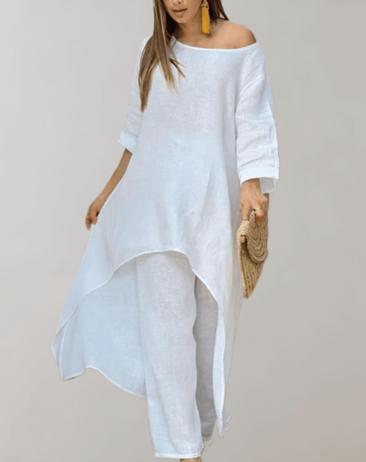 Women's 2-Piece Asymmetric Tunic Dress and Pants Set