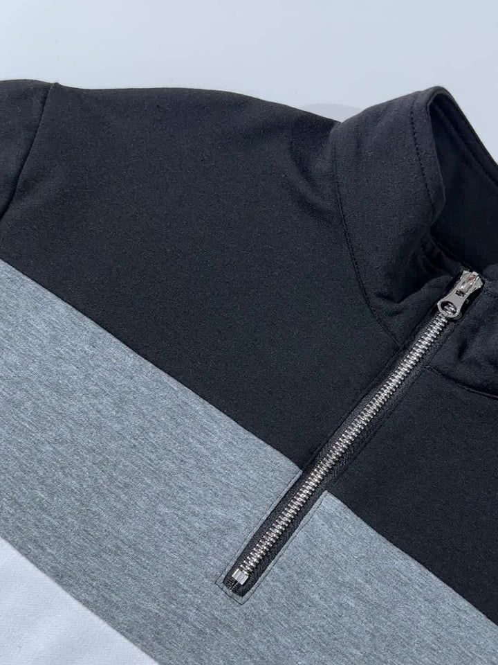 Men's Long Sleeve Polo Montarello with Quarter Zip Closure