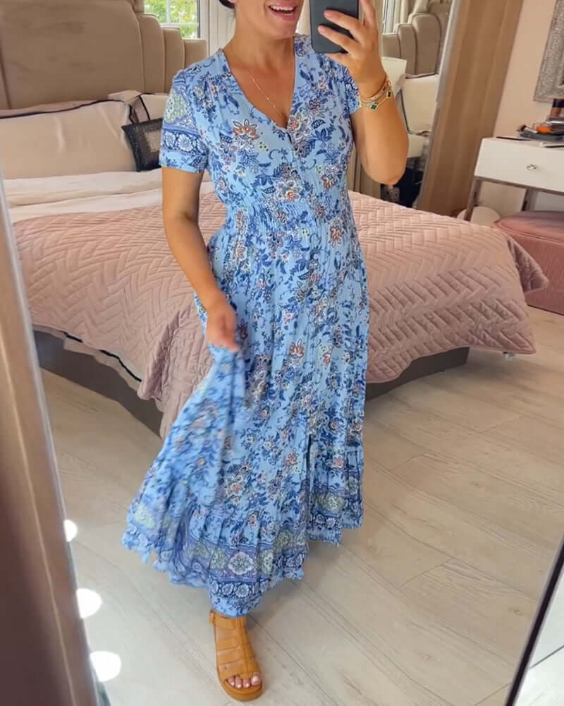 Women's Floral Boho Maxi Dress, view 10 - Elena Harper