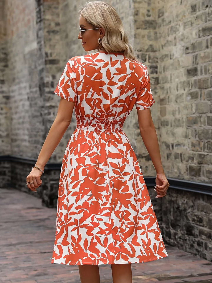 Women's Floral Print Smocked Midi Dress