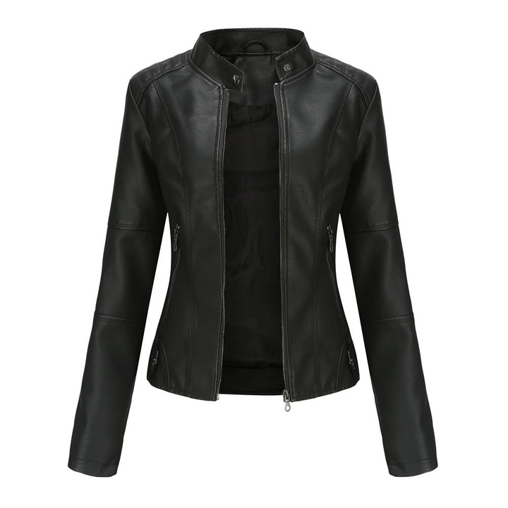 Biker jacket with stand-up collar, view 6 - Elena Harper