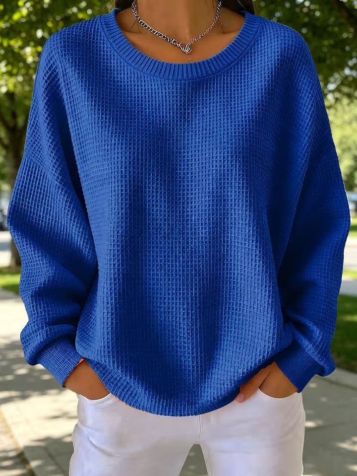 Women's Waffle Patchwork Sweatshirt - Soft and Casual