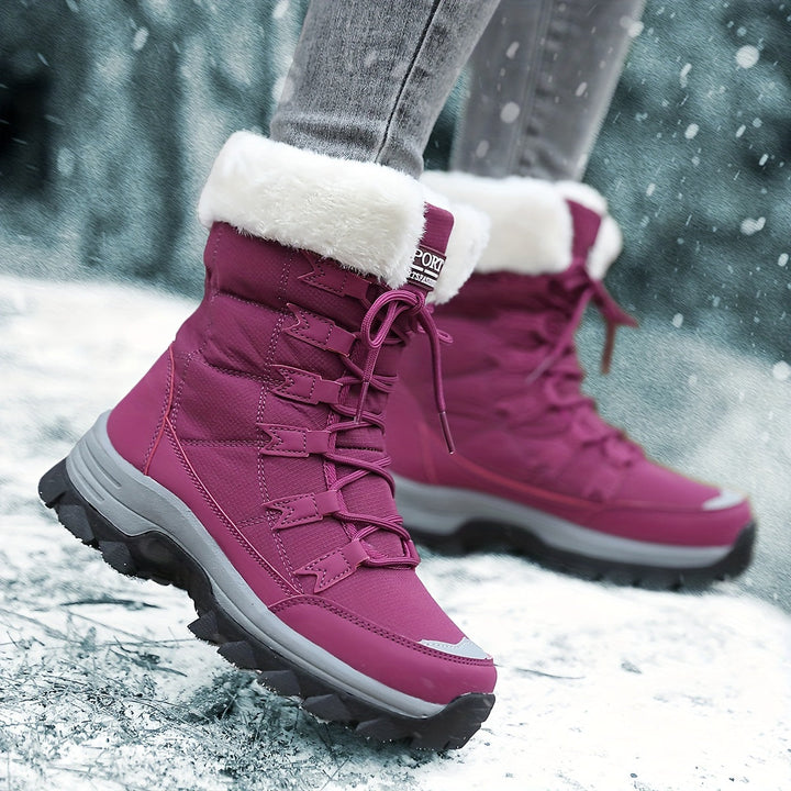 Ladies' Warm Winter Boots – Brown Leather, Waterproof and Insulating for Cold Days