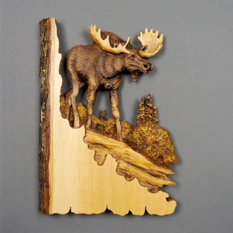 Carved Wooden Wall Decoration in Animal Shapes