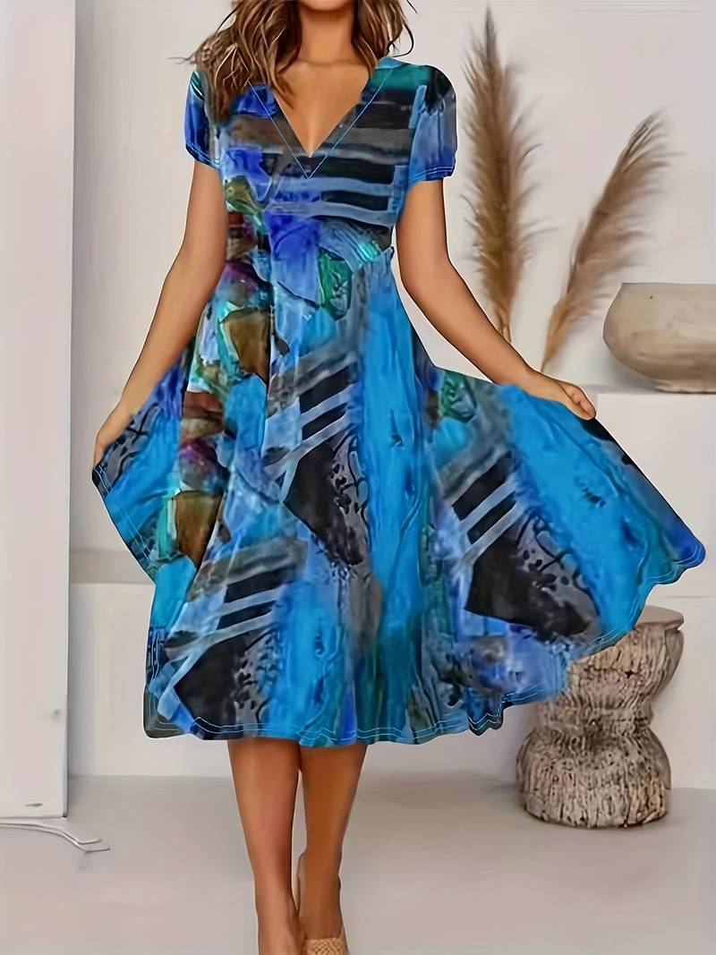 Abiyah - Casual Bohemian Short Sleeve Dress