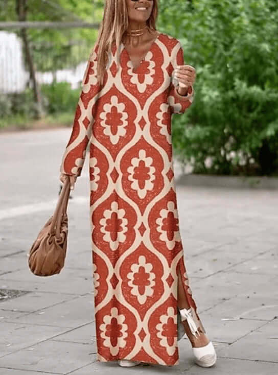 Summer Long Printed Dress, view 5 - Elena Harper