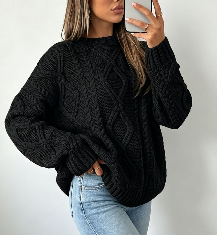 Women's Round Neck Loose Fit Sweater - Soft and Casual