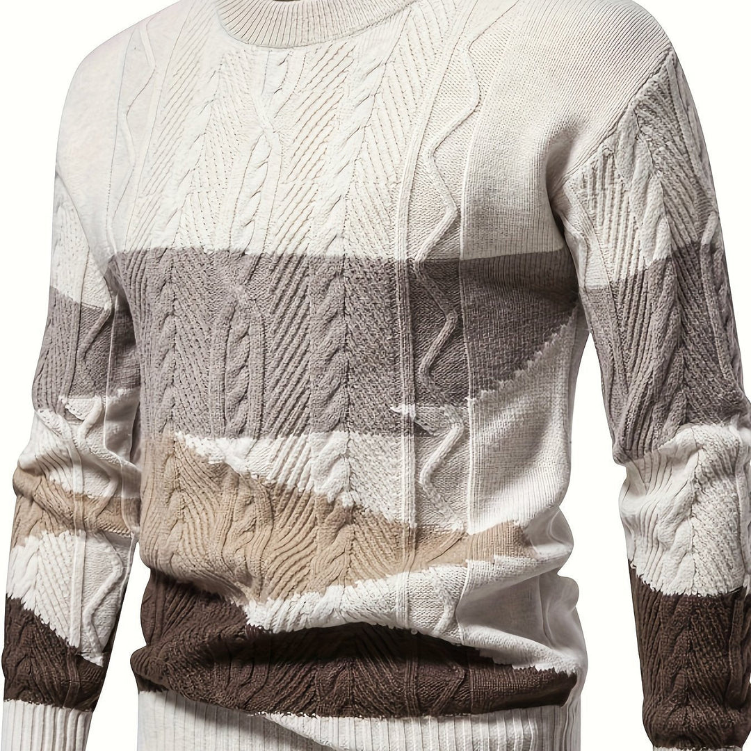 Simon Textured Colour-Block Sweater - Elena Harper