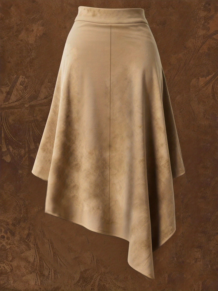 Mid-length Montarello Skirt for Women, Suede Look, Asymmetrical