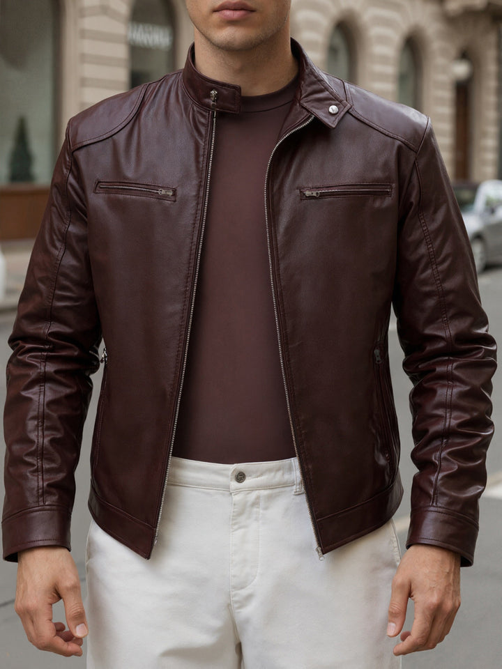 LAURENT MONACO | MEN'S HIGH COLLAR JACKET WITH ZIPPER