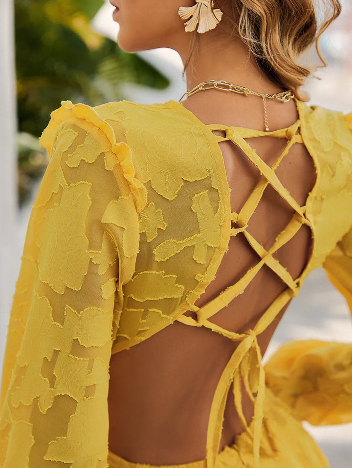 Adalynn - Yellow Dress with Open Back