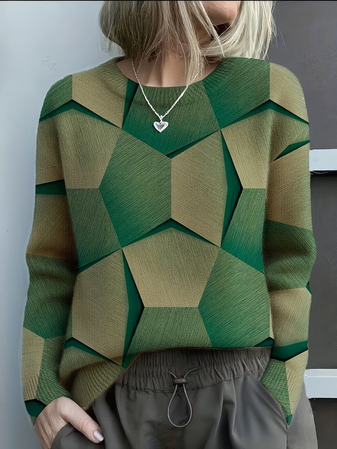 Helena | Modern Women's Knit Sweater with Geometric Pattern