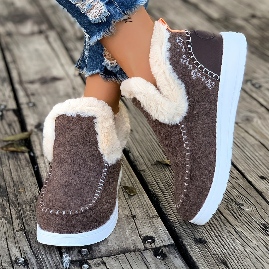 Ladies Warm Slippers – Non-Slip, Plush Lining for Home and Winter Use
