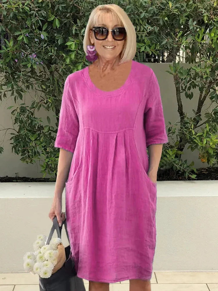Renée Midi Dress with Pockets, view 3 - Elena Harper