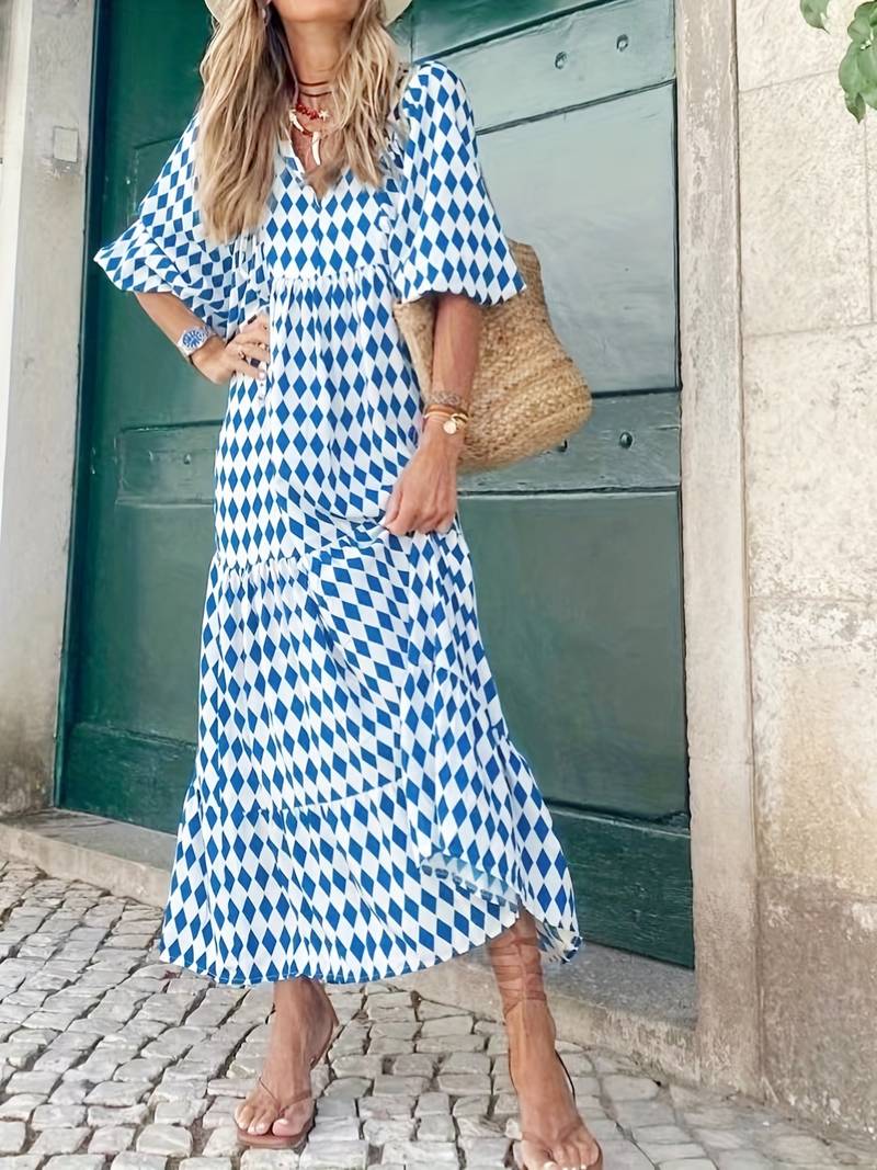 Abisha - Boho maxi dress with loose floral print