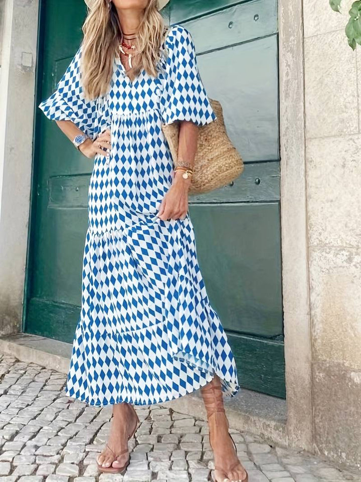 Abisha - Boho maxi dress with loose floral print
