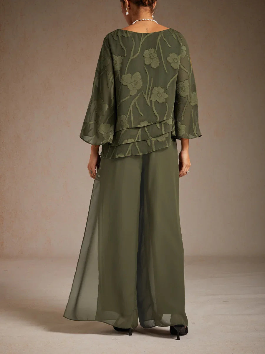 Graciana | Chiffon Trousers with Straight Leg and Slit