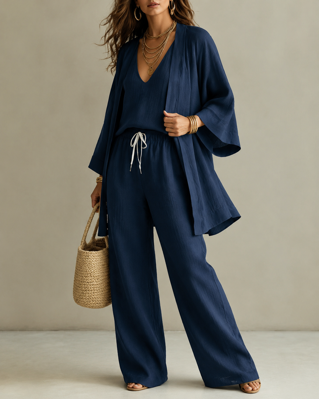 Amber™ | Relaxed 3-Piece Set with Non-Transparent Pants