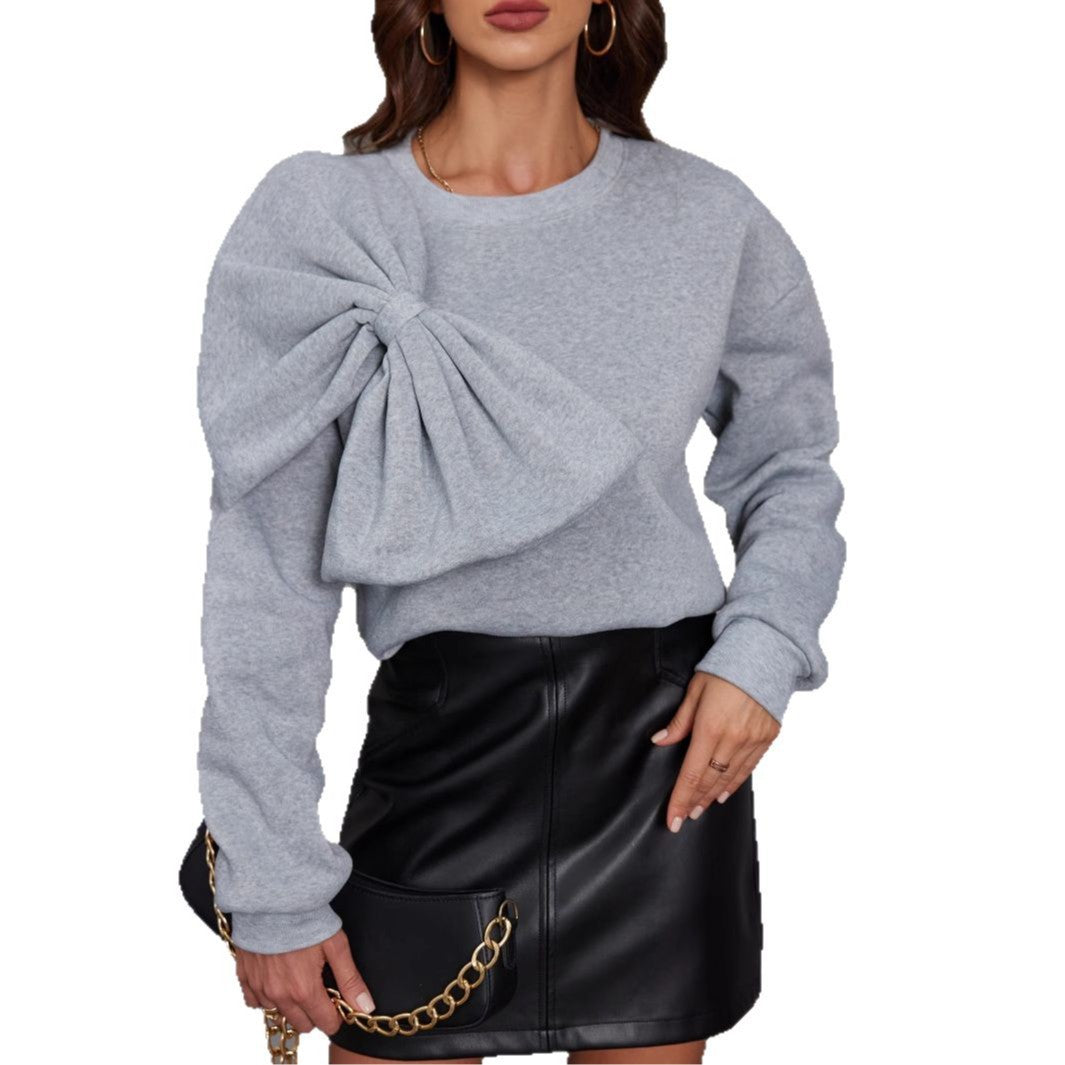 Elegant Knit Sweater for Women with Bow – Soft Long Sleeve Sweater