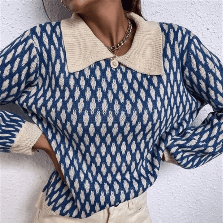 Women's Knitted Collared Sweater