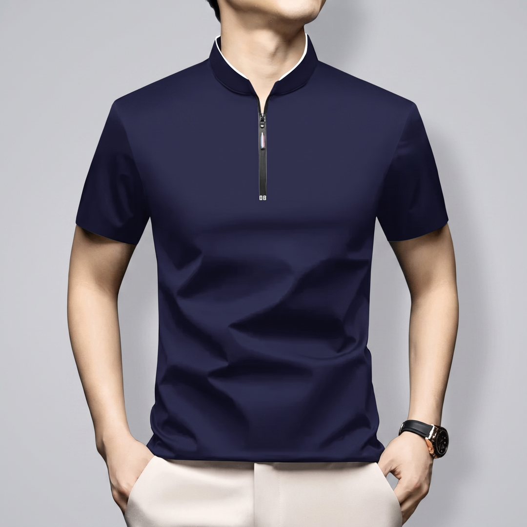 Emilian Modern Men's Cotton Polo Shirt with Half-Zip - Elena Harper